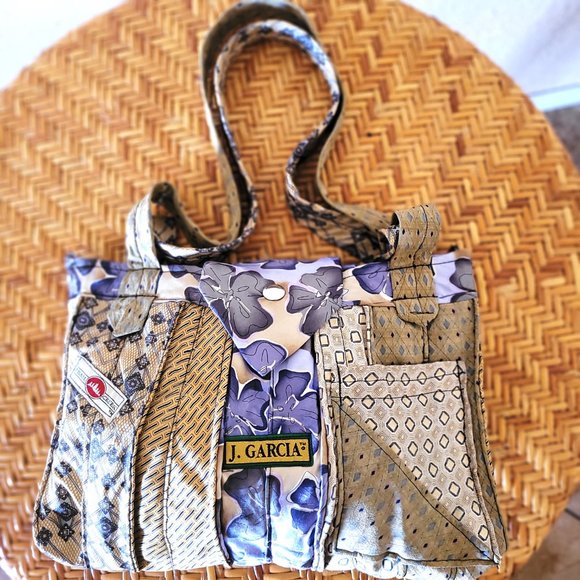 Lisa's Bags and Things Shoulder Crossbody Purse Bag Made of Silk Ties - Picture 1 of 5